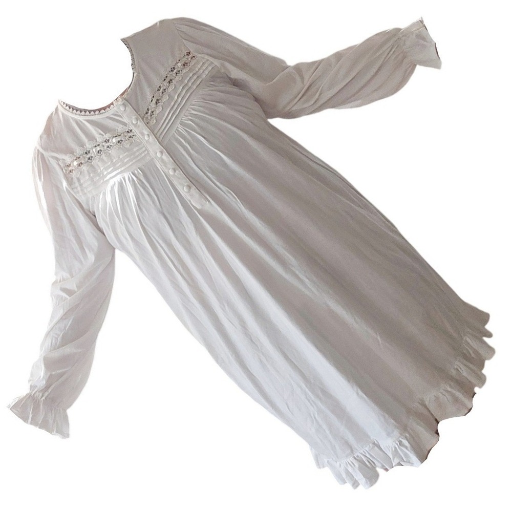 DEADSTOCK VTG MERVYNS Partners Sleep dressing gown long sleeve lace XL NWT IVORY
